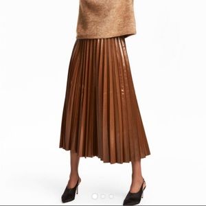 Faux Leather Pleated Skirt